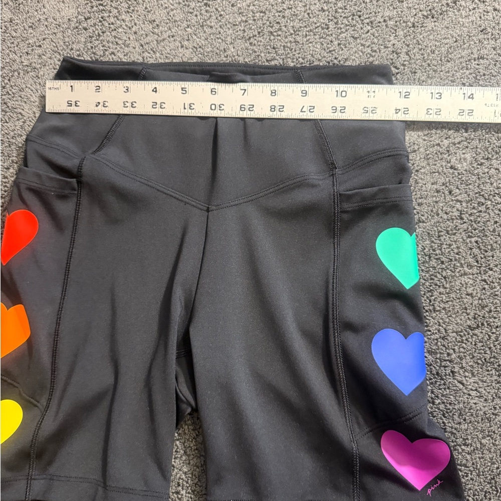 PINK Women's Rainbow Heart Patterned Activewear Shorts- Size S - Picture 3 of 5